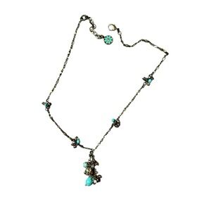 Sweet Romance necklace dangle necklace turquose‎ gemstones music note 20"